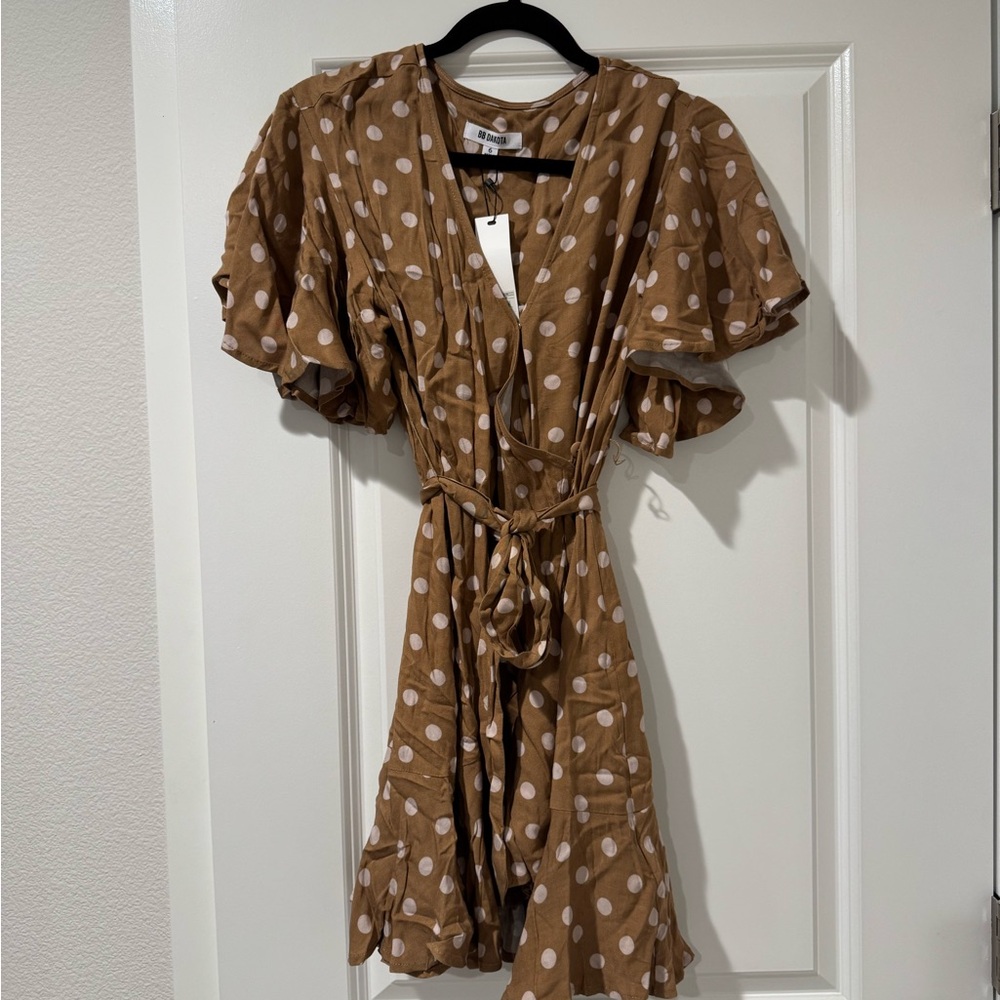 BB Dakota Tan Polka Dot Mini Dress